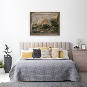Tablou inramat - Leonard Bramer - Epava pe un tarm stancos, 60 x 80 cm - Img 3