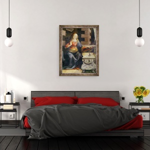 Tablou inramat - Leonardo da Vinci - Buna Vestire detaliu al Fecioarei, 70 x 90 cm - Img 3