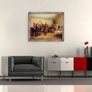 Tablou inramat - Leonid Ivanovich Solomatkin - Petrecerea de seara a unui negustor, 70 x 85 cm - Img 2