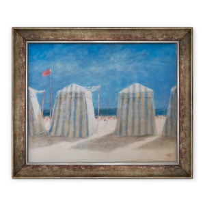 Tablou inramat - Lincoln Seligman - Corturi de plaja, Bretania, 70 x 85 cm