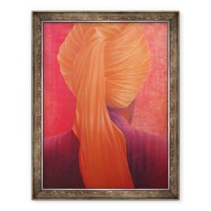 Tablou inramat - Lincoln Seligman - Turban portocaliu pe rosu, 60 x 80 cm
