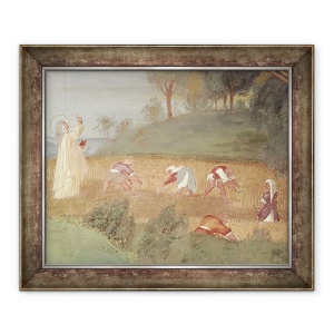 Tablou inramat - Lorenzo Lotto - Miracolele Sfintei Clare din Assisi, detaliu al Sfintei Clare binecuvantarea recoltei, 50 x 60 cm