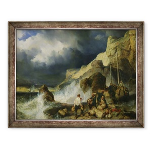 Tablou inramat - Louis Eugene Gabriel Isabey - Aciunul contrabandistilor, 70 x 90 cm