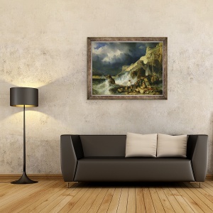 Tablou inramat - Louis Eugene Gabriel Isabey - Aciunul contrabandistilor, 70 x 90 cm - Img 2