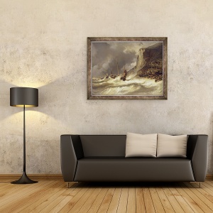Tablou inramat - Louis Eugene Gabriel Isabey - Furtuna pe coasta la Etretat, Normandia, 60 x 80 cm - Img 2