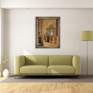 Tablou inramat - Louis Eugene Gabriel Isabey - Scara principala a Luvrului, 70 x 90 cm - Img 2