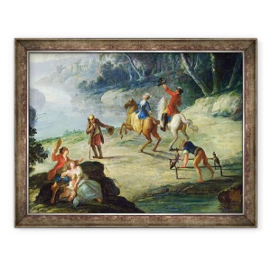 Tablou inramat - Louis Philippe Crepin - O vanatoare cu soimi, 60 x 80 cm