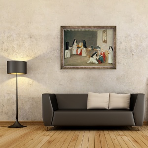 Tablou inramat - Louise Madelaine Cochin - ingrijirea bolnavilor, de la LAbbaye de Port-Royal, 70 x 90 cm - Img 2