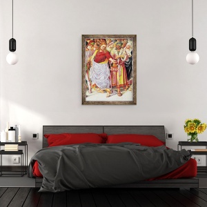 Tablou inramat - Luca Signorelli - Detaliu al Predicarii Anticristului, din Capela Madonnei di San Brizio, 60 x 80 cm - Img 3