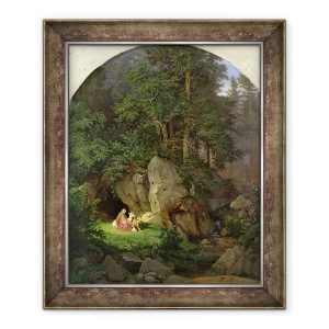 Tablou inramat - Ludwig Adrian Richter - Genoveva in curatarea lemnului, 50 x 60 cm