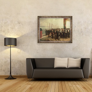 Tablou inramat - Luis Alvarez Catalá - imbarcarea lui Amadeo I 1845-90 din Savoia pentru Spania, 70 x 90 cm - Img 2
