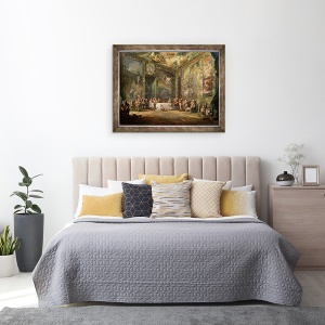 Tablou inramat - Luis Paret y Alcazar - Charles al III-lea 1716-88 de Borbon, pranzul in fata Curtii sale, 60 x 80 cm - Img 3