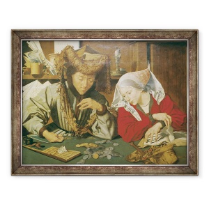 Tablou inramat - Marinus van Reymerswaele - Camatarul si sotia sa, 70 x 90 cm