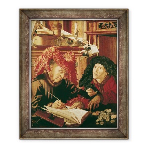 Tablou inramat - Marinus van Reymerswaele - Doi colectori de impozite, 50 x 60 cm