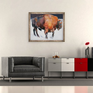 Tablou inramat - Mark Adlington - Bizonul European, 70 x 85 cm - Img 2