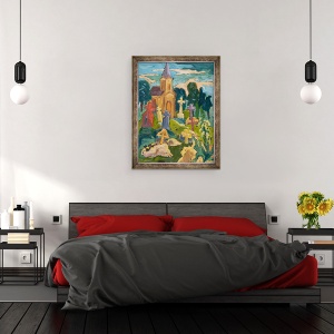 Tablou inramat - Marta Martonfi-Benke - Cimitirul si Capela, 60 x 80 cm - Img 3