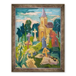 Tablou inramat - Marta Martonfi-Benke - Cimitirul si Capela, 70 x 90 cm