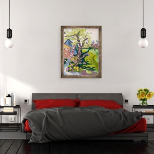Tablou inramat - Marta Martonfi-Benke - Gradina in lumina amurg, 60 x 80 cm - Img 3