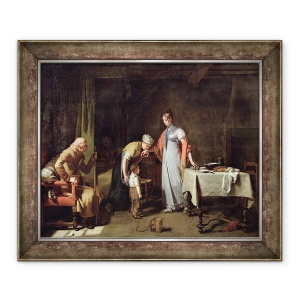 Tablou inramat - Martin Drolling - Tanara femeie ajutand o familie nefericita, 70 x 85 cm
