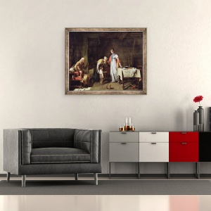 Tablou inramat - Martin Drolling - Tanara femeie ajutand o familie nefericita, 70 x 85 cm - Img 2