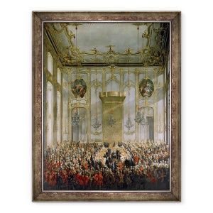 Tablou inramat - Martin II Mytens - Banchet in Marea Anticamera a Palatului Hofburg I, 60 x 80 cm