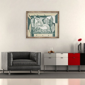 Tablou inramat - Mary Kuper - si leul se va culca cu mielul, 50 x 60 cm - Img 2