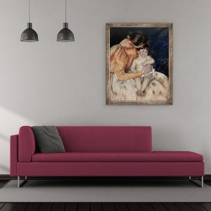 Tablou inramat - Mary Stevenson Cassatt - Mama si Copil, 50 x 60 cm - Img 2