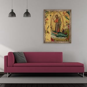 Tablou inramat - Master Bertram of Minden - Adormirea Maicii Domnului, din aripa stanga a altarului Buxtehude, 50 x 60 cm - Img 2