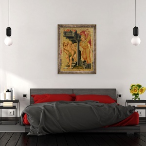 Tablou inramat - Master Bertram of Minden - Expulzarea din Gradina Paradisului, detaliu din Altarul Grabow, 60 x 80 cm - Img 3