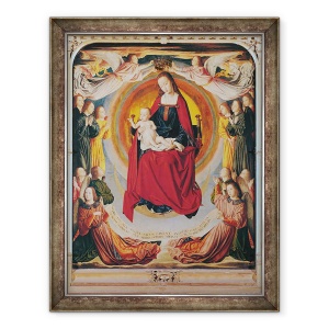 Tablou inramat - Master of Moulins - incoronarea Fecioarei, panoul central din Altarul Bourbon, 60 x 80 cm