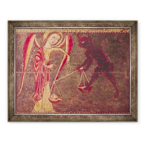 Tablou inramat - Master of the Llusanes - Sfantul Mihail Cantarind Suflete, dintr-un altar dedicat Arhanghelului Mihail, 60 x 80 cm