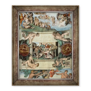Tablou inramat - Michelangelo Buonarroti - Plafonul Capelei Sixtine 1508-12 - Sacrificiul lui Noe, 70 x 85 cm