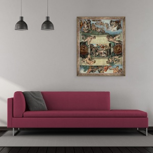 Tablou inramat - Michelangelo Buonarroti - Plafonul Capelei Sixtine 1508-12 - Sacrificiul lui Noe, 70 x 85 cm - Img 2