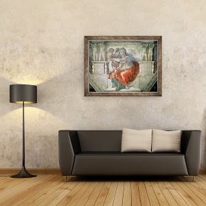 Tablou inramat - Michelangelo Buonarroti - Plafonul Capelei Sixtine, Delphic Sibyl, 70 x 90 cm - Img 2
