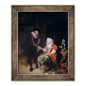 Tablou inramat - Michiel van Musscher - Doctor luand pulsul unei femei tinere, 50 x 60 cm