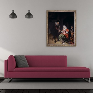 Tablou inramat - Michiel van Musscher - Doctor luand pulsul unei femei tinere, 50 x 60 cm - Img 2