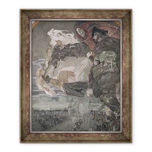 Tablou inramat - Mikhail Aleksandrovich Vrubel - Zborul lui Faust si Mefisto, 70 x 85 cm