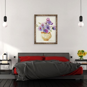 Tablou inramat - Neela Pushparaj - Anemone violet intr-o vaza, 60 x 80 cm - Img 3