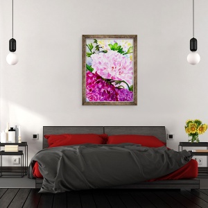 Tablou inramat - Neela Pushparaj - Bujor roz, 60 x 80 cm - Img 3