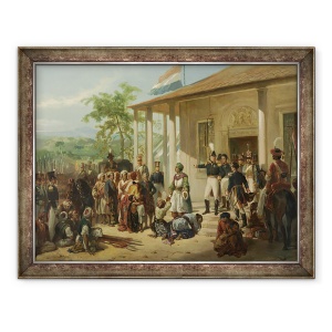 Tablou inramat - Nicholas Pieneman - Arestarea lui Diepo Negoro de catre general-locotenent Baron De Kock, 70 x 90 cm