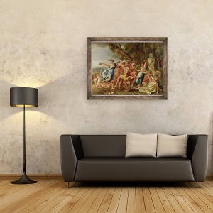 Tablou inramat - Nicolas Poussin - Bacchanal inainte de un Herm, 70 x 90 cm - Img 2