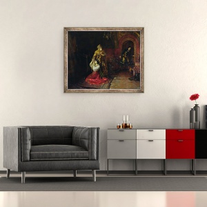 Tablou inramat - Nikolai Pavlovich Shakhovskoi - Ultimele minute ale familiei lui Godunov, 50 x 60 cm - Img 2