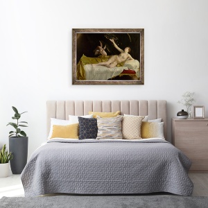 Tablou inramat - Orazio Gentileschi - Danaë si dusul de aur, 70 x 90 cm - Img 3