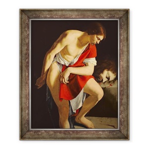 Tablou inramat - Orazio Gentileschi - David gandindu-se la capul lui Goliat, 50 x 60 cm