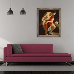 Tablou inramat - Orazio Gentileschi - David gandindu-se la capul lui Goliat, 50 x 60 cm - Img 2