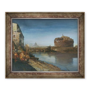 Tablou inramat - Oswald Achenbach - Castelul Sant Angelo la asfintit, 50 x 60 cm