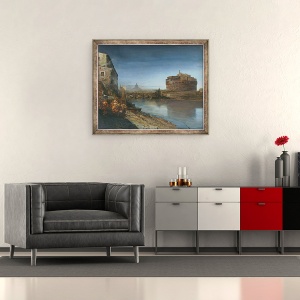 Tablou inramat - Oswald Achenbach - Castelul Sant Angelo la asfintit, 50 x 60 cm - Img 2