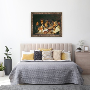 Tablou inramat - Otto Edmund Guenther - Muncitorii la o masa, Thueringen, 60 x 80 cm - Img 3