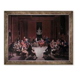 Tablou inramat - Paul Carl Leygebe - Colegiul de tutun al lui Frederick I in camera de aur a castelului Berliner, 60 x 80 cm