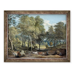 Tablou inramat - Paul Sandby - Padurea Windsor cu lemn de tragere de boi, 70 x 90 cm